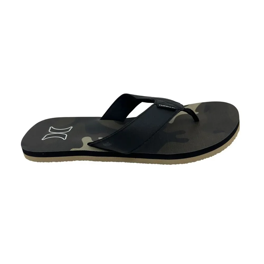 Hurley Logo Olive Camo Black Mens Sandal Pool Beach Flip Flop